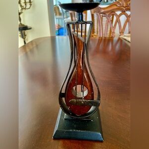 VTG Candle Holder Musical instrument H 8”&W 3.5”Made from Combination Wood/ Iron